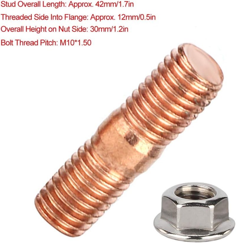 Chazcool طقم مسامير توربو، مسامير رأس برغي m10x1.50 خيوط طقم مسامير توربو T3 T4 T6 صامولة فلانج - Image 2